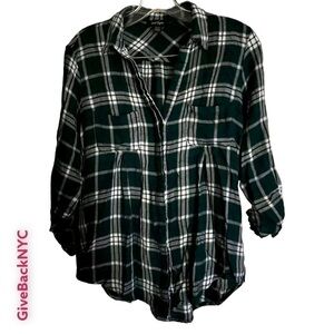 Lord & Taylor Plaid Button Down Shirt Forest Green Size S